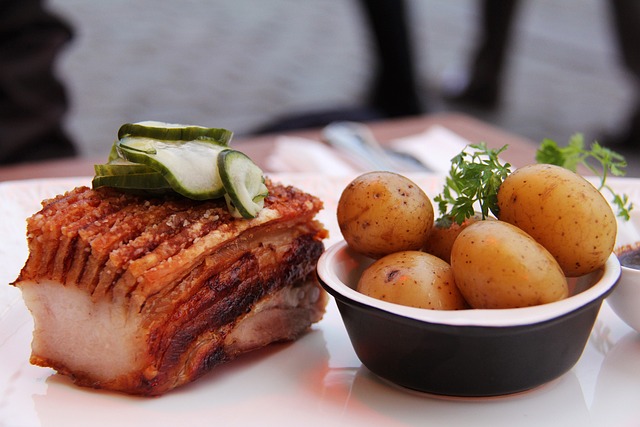 Image of roast pork and boiled potatoes